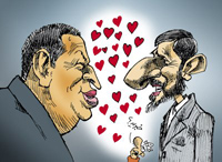 Cartoon of Chavez and Ahmadinejad by Nikahang