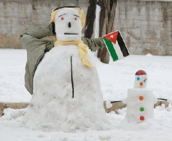 Snowman and Littleman in Abdali Station in Jordan by Jad