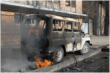 Burning Police Vehicle